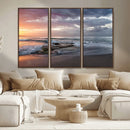 Golden Hour Wall Art Canvas Print – Framed Tranquil Waves