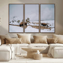 Bison Wildlife Wall Art Canvas Print – Framed Snowy Prairie