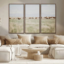 Bison Herd Wall Art Canvas Print – Framed Western Bison