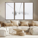 Ski Lift Wall Art Canvas Print – Snowy Alpine Landscape