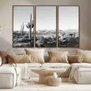 Saguaro Cactus Wall Art Canvas Print – Framed Monochrome