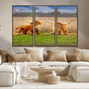 Texas Longhorn Pair Wall Art Canvas Print – Peaceful Rustic by MyGreatCanvas | Canvas Wall Art Prints | Photo Prints & Wall Decor