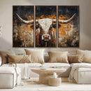Abstract Longhorn Bull Wall Art Canvas Print – Vintage by MyGreatCanvas | Canvas Wall Art Prints | Photo Prints & Wall Decor