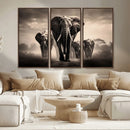 Elephant Family Wall Art Canvas Print, Framed Elephant Wall