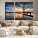 Wooden Pier on Seascape and Sunset Wall Art Canvas Print by MyGreatCanvas | Canvas Wall Art Prints | Photo Prints & Wall Decor