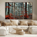 Autumn Forest Wall Art – Enchanting Red Leaves Canvas Print,