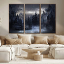 Night Landscape and Trees Wall Art Canvas Print