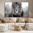 Black and White Lion Canvas Wall Art – Animal Print Artwork