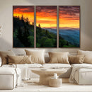 Forest Landscape Wall Art Sunset Canvas, Forest Sunset
