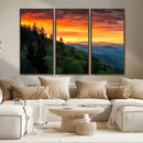 Smoky Mountains Sunset Wall Art Canvas Print | 3 Panel by MyGreatCanvas | Canvas Wall Art Prints | Photo Prints & Wall Decor