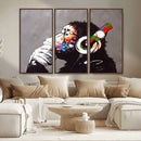 Dj Monkey Listening to Music Wall Art Print | Banksy Monkey by MyGreatCanvas | Canvas Wall Art Prints | Photo Prints & Wall Decor
