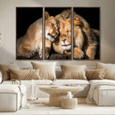 Lion and Lioness Wall Art Canvas Print – Framed African