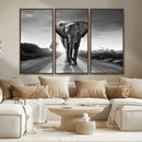 Black and White Elephant Wall Art Canvas Print