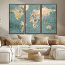 Classic World Map Canvas Print – Framed Vintage Map Wall by MyGreatCanvas | Canvas Wall Art Prints | Photo Prints & Wall Decor