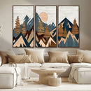 Abstract Wood Panel Effect Mountain Range Top Wall Art