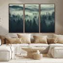 Misty Forest Wall Art Premium Canvas Print a Foggy and