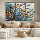 Modern Abstract Fish Shoal Wall Art Canvas Print, Colorful by MyGreatCanvas | Canvas Wall Art Prints | Photo Prints & Wall Decor