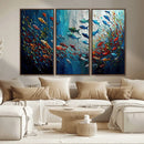 Modern Abstract Fish Shoal Wall Art Canvas Print, Colorful by MyGreatCanvas | Canvas Wall Art Prints | Photo Prints & Wall Decor