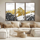 Gold Abstract Mountains Wall Art Print on Canvas, Nature