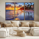 Serene Beach Sunset Wall Art Canvas- Coastal Seascape Print