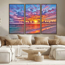 Vibrant Sunset Beach Wall Art - Ocean Sunset Canvas Print |