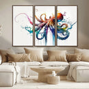 Watercolor Vibrant Octopus Wall Art Canvas Print | Abstract