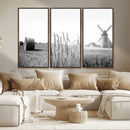 Vintage Farmhouse Black and White Triptych Wall Art – Giclee