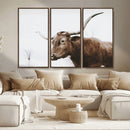 Rustic Bull Wall Art Canvas Print – Modern Longhorn