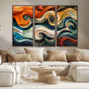 Abstract Wave Wall Art | Ready to Hang Framed Canvas Print |