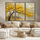 Yellow Blossom Tree Canvas Wall Art - Floral Abstract Modern