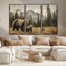 Rustic Grizzly 399 Bear Family Wall Art Canvas Print
