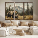 Rustic Grizzly 399 Bear Family Wall Art Canvas Print