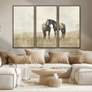 Chines Style Grunge Horses Wall Art Canvas Print