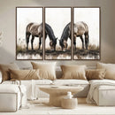 Chines Ink Style Horses Wall Art Canvas Print