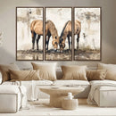Vintage Horses Wall Art | Ready to Hang and Framed Triptych by MyGreatCanvas | Canvas Wall Art Prints | Photo Prints & Wall Decor
