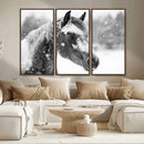 Black Horse Winter Wall Art | Ready to Hang and Framed |