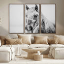 White Horse Wall Art | Ready to Hang and Framed | Winter