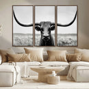 Longhorn Bull Canvas Print | Rustic Farmhouse Wall Art |