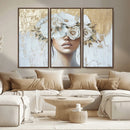 Golden Petal Wall Art - Canvas Print Flower Head Woman