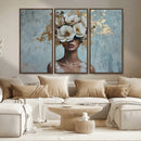 Golden Petal Wall Art - Petal Silhouette Woman Wall Art by MyGreatCanvas | Canvas Wall Art Prints | Photo Prints & Wall Decor