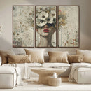 Abstract Floral Women Patel Wall Art Canvas Print