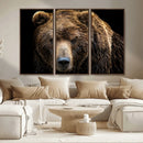 Grizzly Brown Bear Canvas Wall Art, Wildlife Animal Canvas