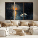 Abstract Swan on Water Wall Art Canvas Print - Elegant