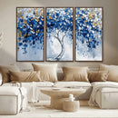 Blue and Gold Abstract Tree Wall Art Canvas Print | Modern