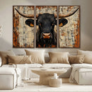 Rustic Texas Artwork Wall Art Canvas Print - Abstract Cow