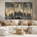 Golden Forest Abstract Wall Art | Dark Forest with Gold