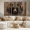 Rustic Grizzly 399 Wall Art | Triptych Canvas Print | Rustic