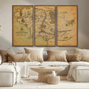 Middle Earth Map Canvas Wall Art – Vintage Fantasy Map