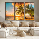 Tropical Sunset Beach Canvas Wall Art Print – Vibrant Palm by MyGreatCanvas | Canvas Wall Art Prints | Photo Prints & Wall Decor