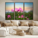 Pink Flower on the Mountain Canvas Print, Framed Pink Flower